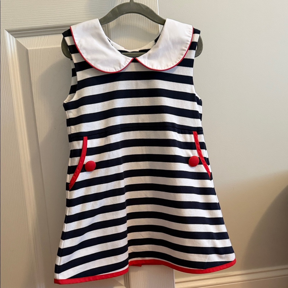 The Beaufort Bonnet Company Navy and White Striped Dress